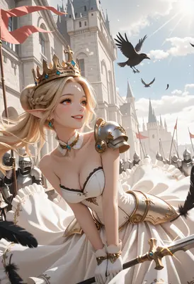 Elf Queen Leading Her Radiant Army