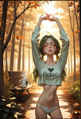 Morning Stretch in Autumn Forest