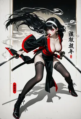 Dual Wielding Samurai Femme Fatale