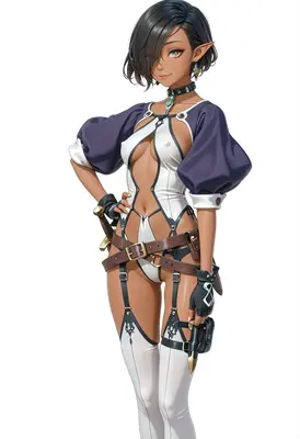 Dark Elf Rogue in Adventurer Gear