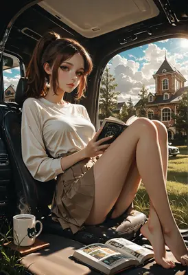 Quiet Afternoon Reading in the Car