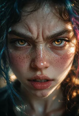 Intense Gaze of a Fierce Girl