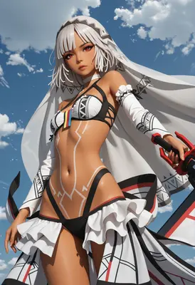 White Haired Warrior in Tribal Attire
