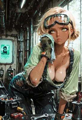 Soaked Mechanic Taking a Break