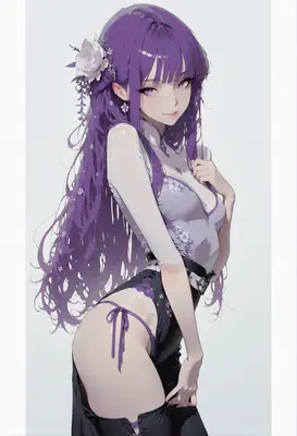 Elegant Violet Haired Beauty
