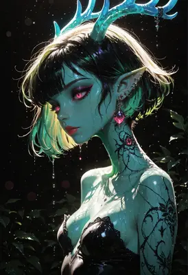 Ethereal Forest Spirit Under Rainfall