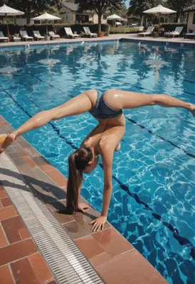 Athletic Split at the Poolside