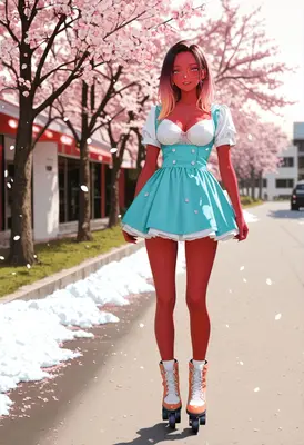 Springtime Roller Skating Girl