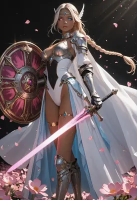 Celestial Valkyrie with Glowing Blade