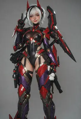 Cybernetic Warrior Girl Peace Sign