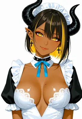 Charming Demon Maid with Golden Eyes