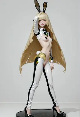 Blonde Bunny Girl in Latex Suit
