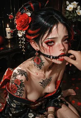 Geisha in the Shadow of Roses