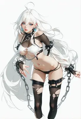 Chained Beauty with Silver Hair