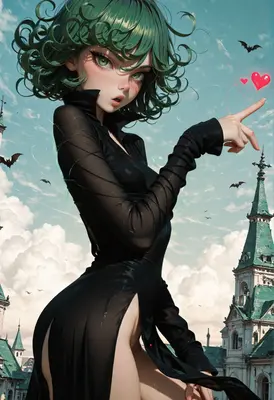 Tatsumaki Pointing at a Floating Heart