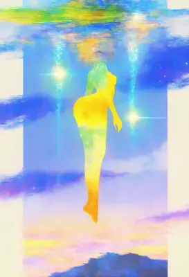 Celestial Silhouette Floating in Ethereal Light