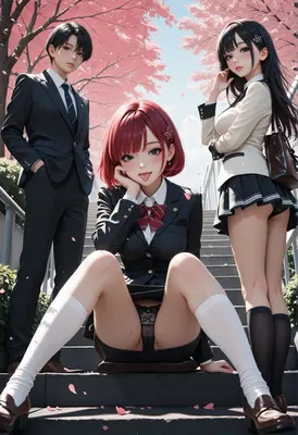 Students Gathering Beneath Cherry Blossom Trees