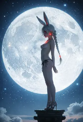 Moonlit Bunny Girl Silhouette