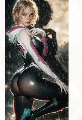 Spider Gwen in the Rainy Night