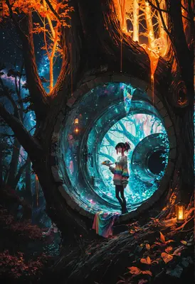Girl in the Enchanted Portal Tree