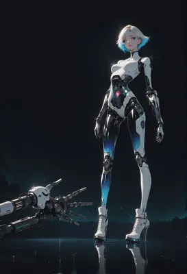 Ethereal Android Standing in the Void