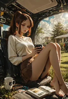 Morning Coffee Inside The Car