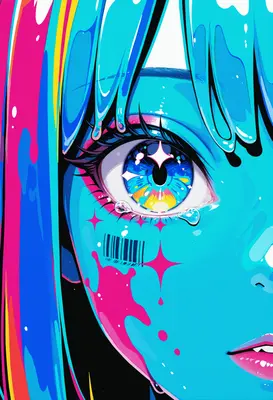 Vibrant Neon Liquid Anime Eye