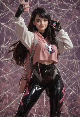 Modern Cyber Style Gamer Girl Selfie