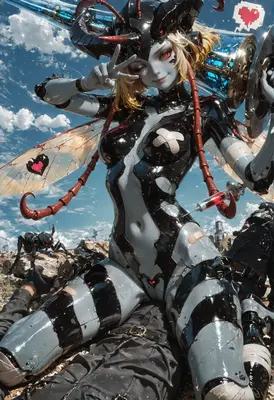 Cybernetic Insect Queen Victory Pose