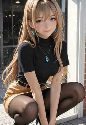 Elegant Blonde Girl in Stylish Outfit