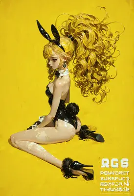 Golden Bunny Girl in Latex