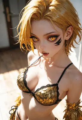 Golden Winged Dragon Girl Portrait
