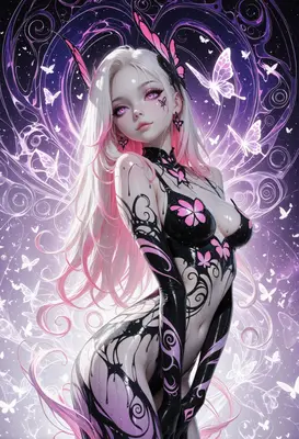 Ethereal Butterfly Goddess in Glossy Latex