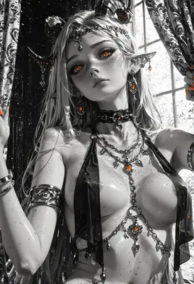 Gilded Demoness in Monochrome Light