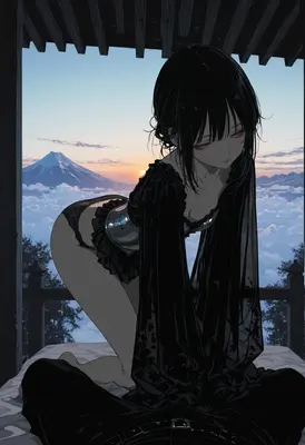 Black Lace Sunset at Mount Fuji