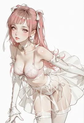 Pink Haired Girl in Lingerie