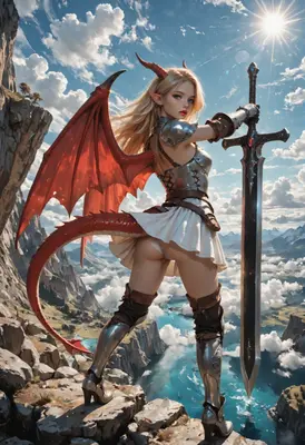 Dragon Knight Standing Upon The Peak