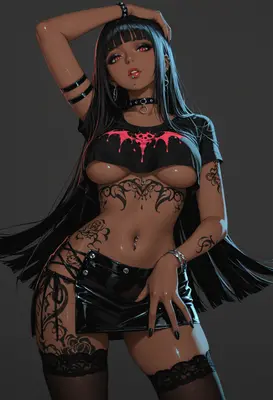 Gothic Beauty with Intricate Tattoos
