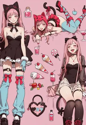 Pink Aesthetic Cat Girl Character Sheet
