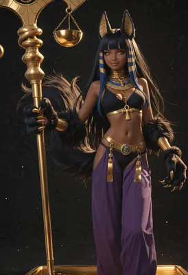 Anubis Inspired Goddess with Golden Staff