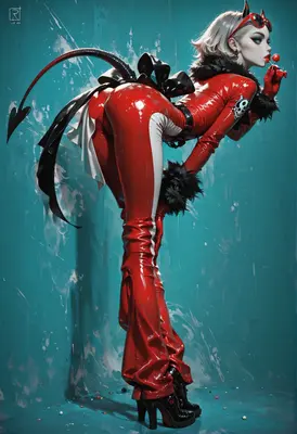 Sultry Devil in Glossy Red Latex