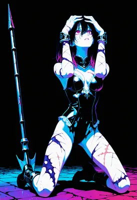 Broken Warrior in Neon Shadows