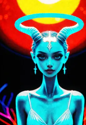 Ethereal Neon Demon Portrait