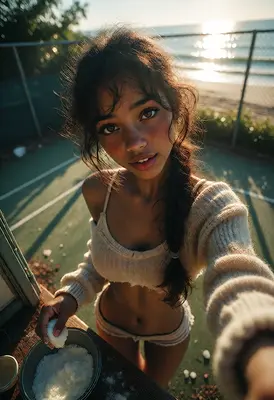 Sun-Kissed Morning Selfie by the Beach