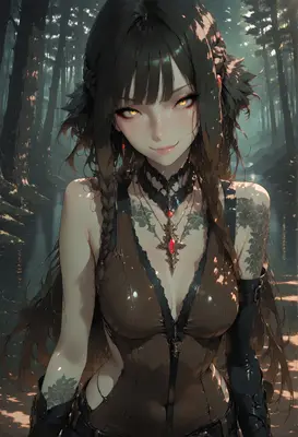 Golden Eyed Huntress in the Forest