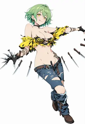 Dagger Wielding Rogue with Green Hair