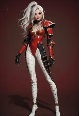 Crimson Elf Warrior in Tactical Armor