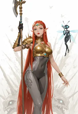 Elf Warrior with Her Insect Companion