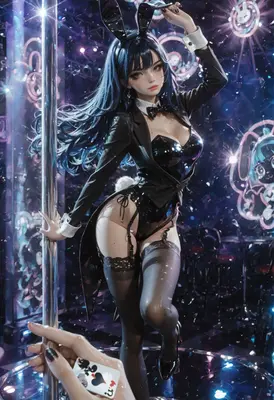 Neon Bunny Girl Pole Dancer