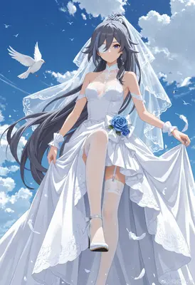 Graceful Bride Under the Blue Sky